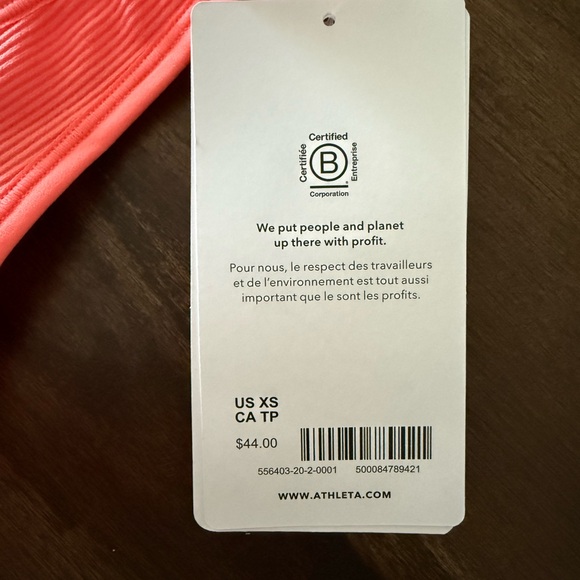 Athleta Coral Ribbed Crop Top • - Picture 3 of 3